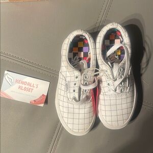 Kids White Checkered Shoes